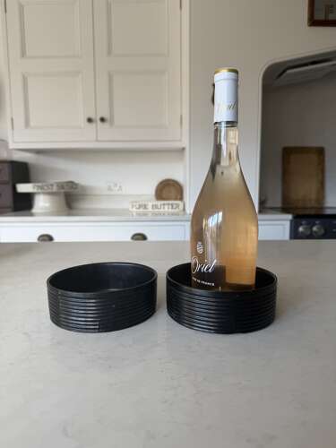 Georgian Matched Pair of Black Papier Mache Bottle Coasters