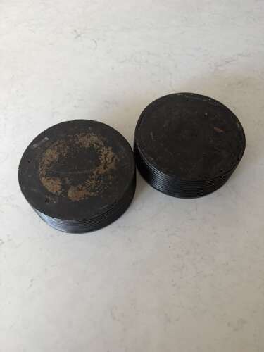 Georgian Matched Pair of Black Papier Mache Bottle Coasters