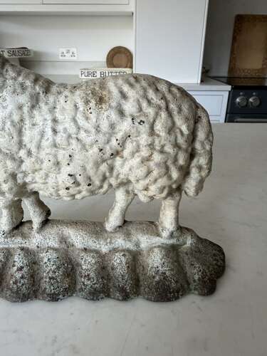 Victorian Cast Iron Sheep - Ram Doorstop. Original Paint.