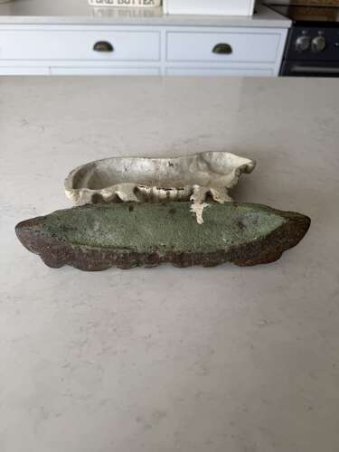 Victorian Cast Iron Sheep - Ram Doorstop. Original Paint.