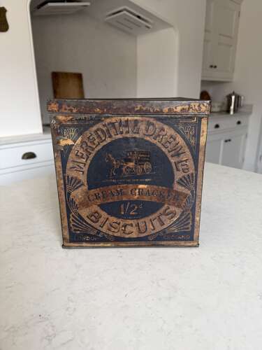 Early 20thC Grocer’s Shop Advertising Tin - Meredith & Drew Cream Crackers